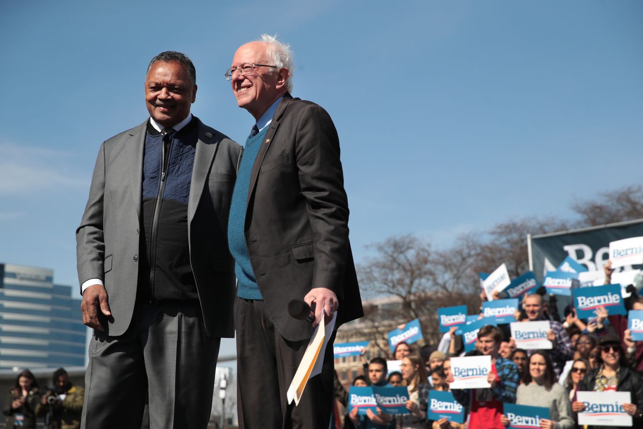 Bernie Sanders and Jesse Jackson