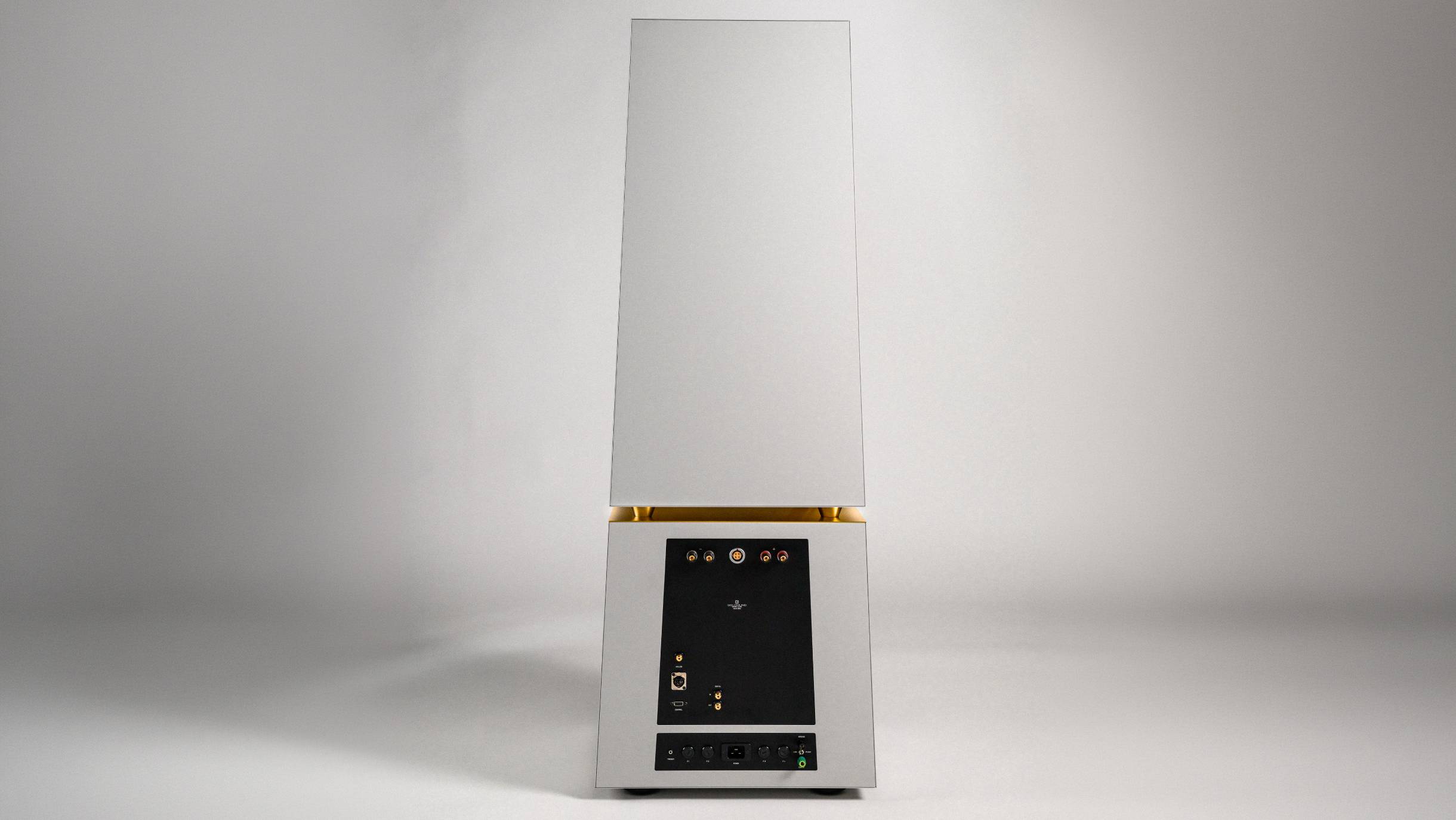 The Goldmund Telos 9800 on a gray background.