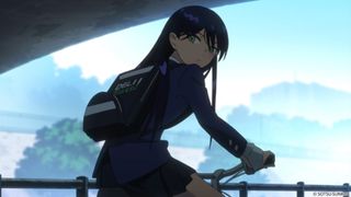 Nyaan rides a bike in Mobile Suit Gundam GQuuuuuuX.