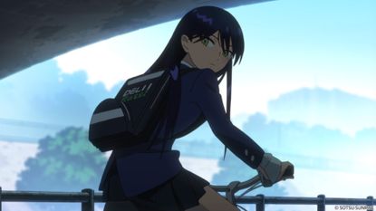 Nyaan rides a bike in Mobile Suit Gundam GQuuuuuuX.