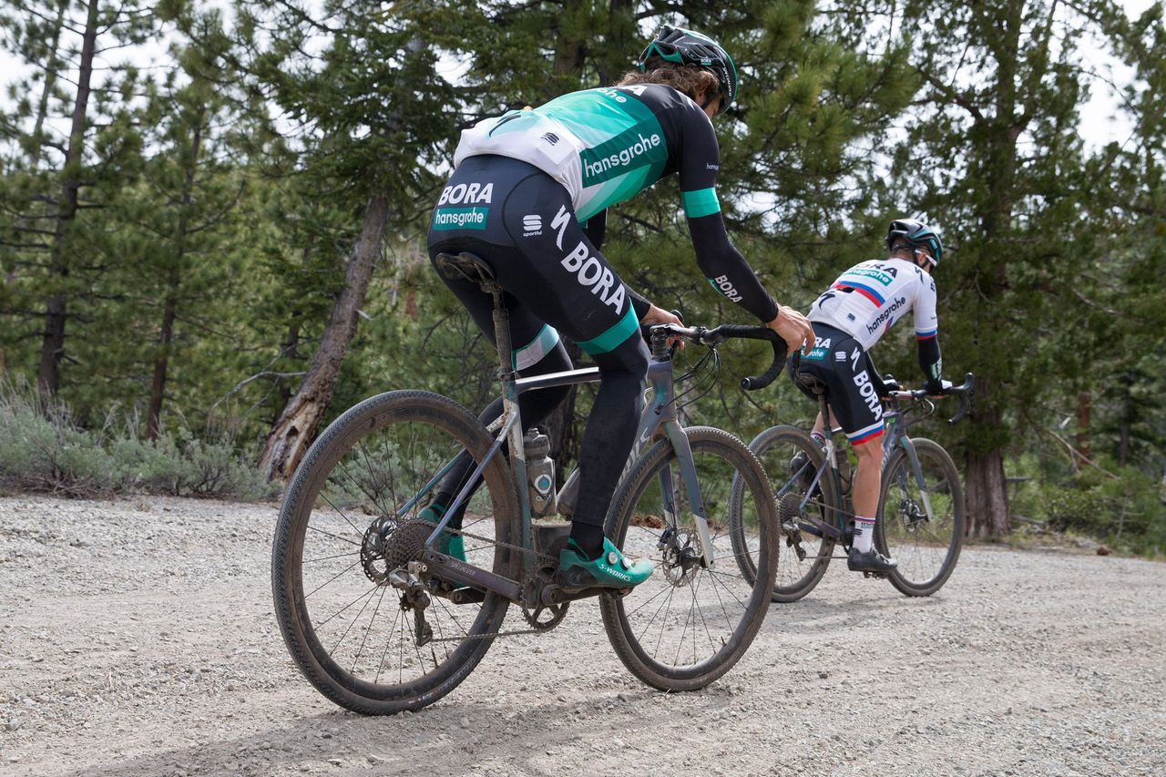 Daniel Oss chases teammate Juraj Sagan during the Sagan Fondo