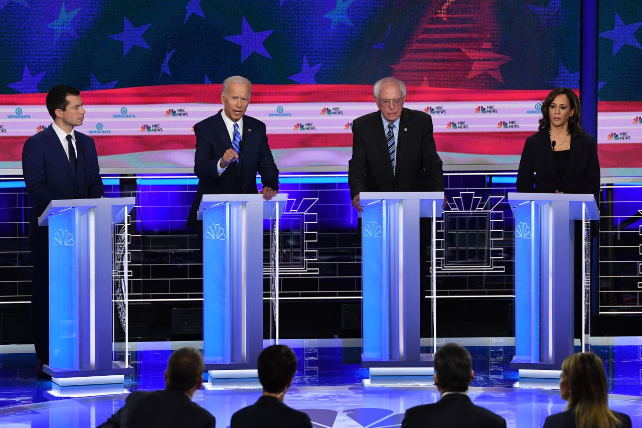 Pete Buttigieg, Joe Biden, Bernie Sanders, and Kamala Harris.