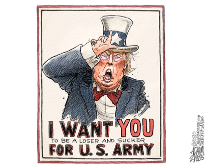 Political Cartoon U.S. Trump losers suckers Uncle Sam