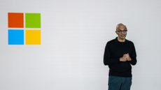 Microsoft CEO Satya Nadella pictured speaking on stage during an event celebrating the 50th Anniversary of Microsoft on April 4, 2025 in Redmond, Washington.