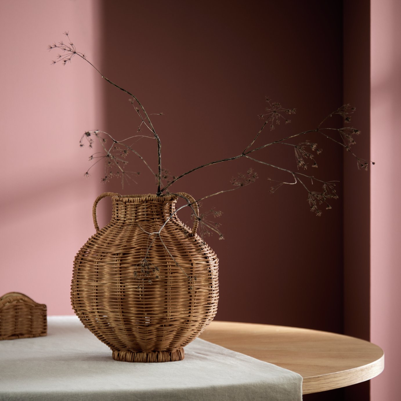 Habitat Rattan Vase With Handles - Natural