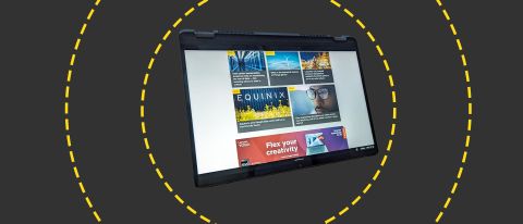 The Lenovo IdeaPad Flex 5i Chromebook Plus on the ITPro background