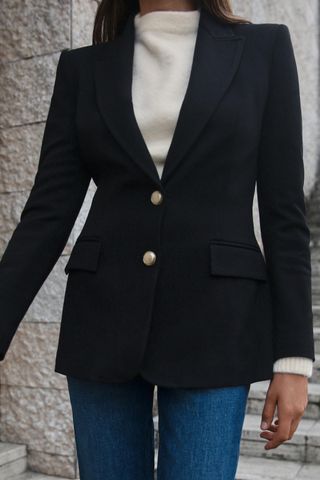 Gold Button Fitted Blazer