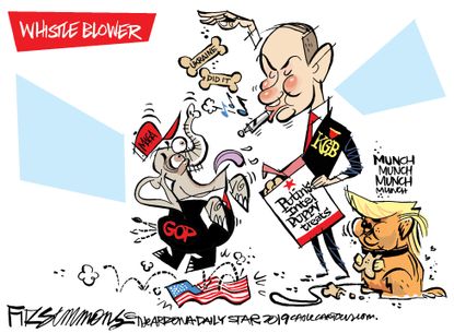 Political Cartoon U.S. Putin Puppies Trump GOP