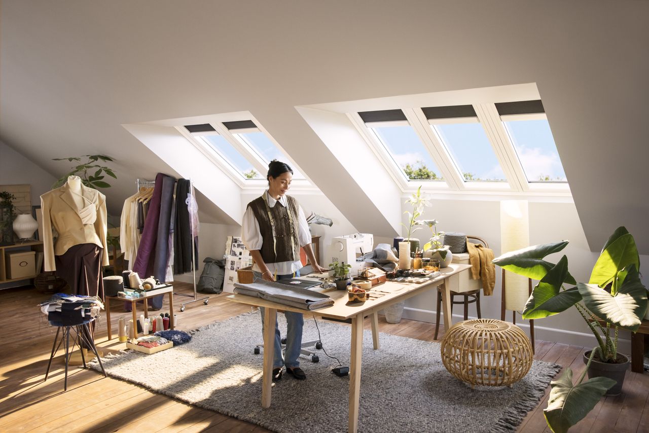 A VELUX rooflights fills a work from home 