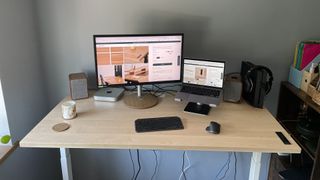 Another full shot of the Sway standing desk with all my work stuff on it.