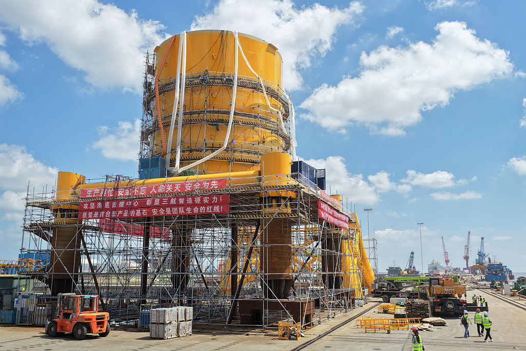 Underwater data center under construction in a Chinese shipyard.