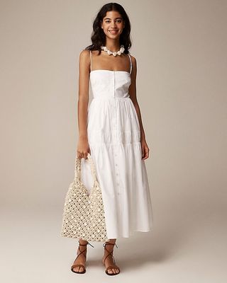 A-Line Midi Dress in Cotton Poplin