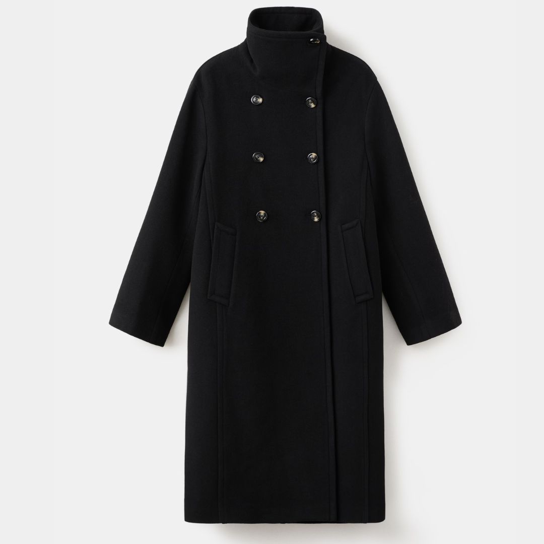 Mango Wool-Blend Funnel-Neck Coat
