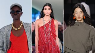 Three models wearing jewellery trends 2024 down the runway