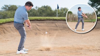 PGA pro Dan Grieve hitting a bunker shot at Infinitum Golf Resort in Spain