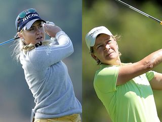 Charley Hull and Catriona Matthew in action