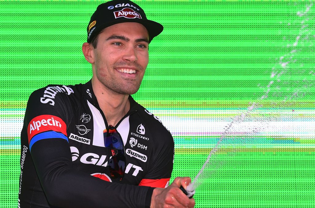 Tom Dumoulin (Giant-Alpecin) sprays the champagne
