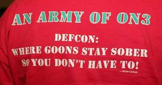 Defcon's security staff wear red shirts and valiantly stay sober to help attendees.