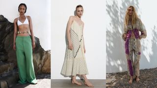 composite of three models wearing clothing from zara