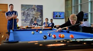 Chelsea legend John Terry playing snooker with Neil Robertson