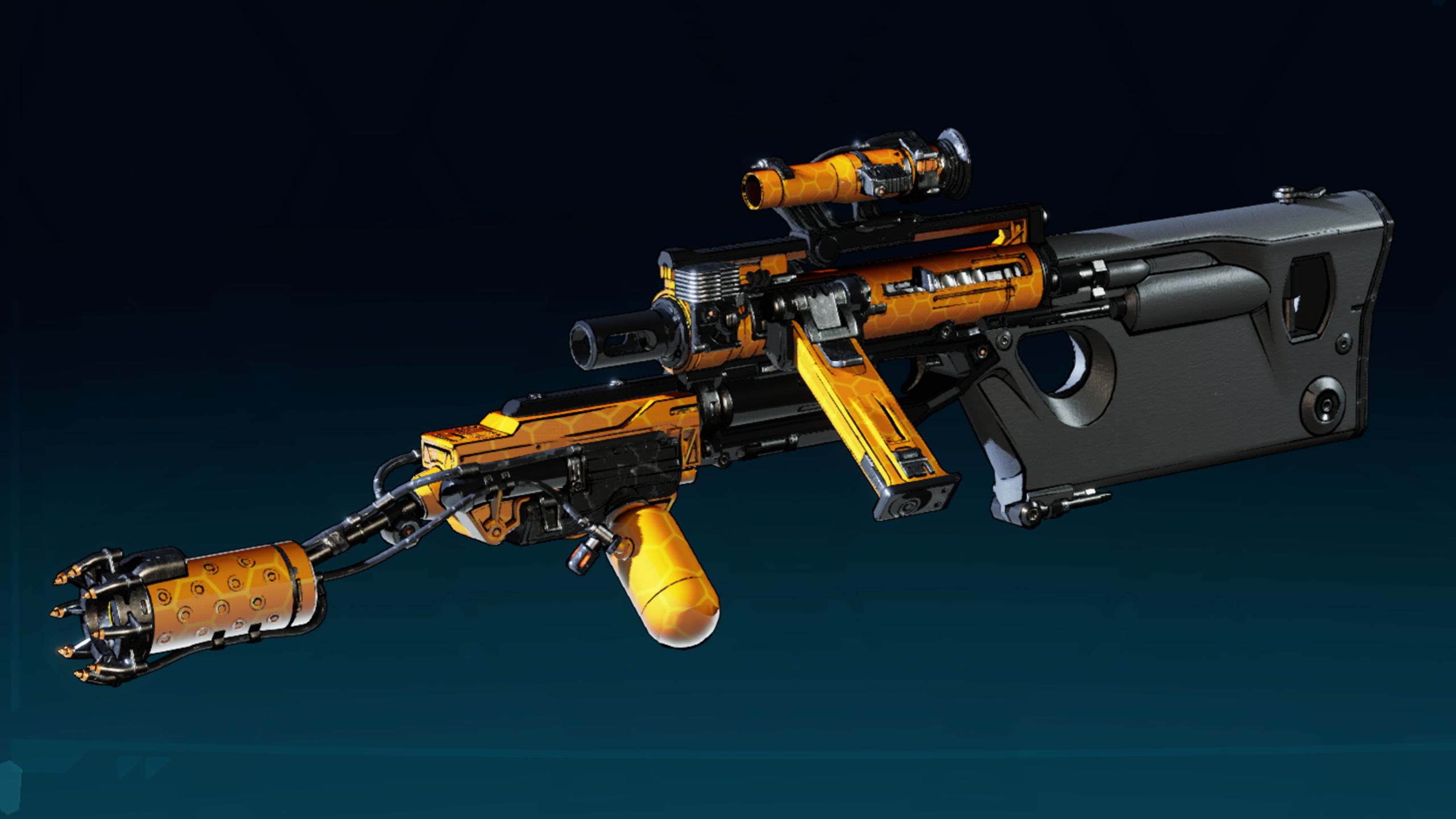 Borderlands 4 Birt&#039;s Bees location: The Birt&#039;s Bees legendary SMG against a dark blue background.