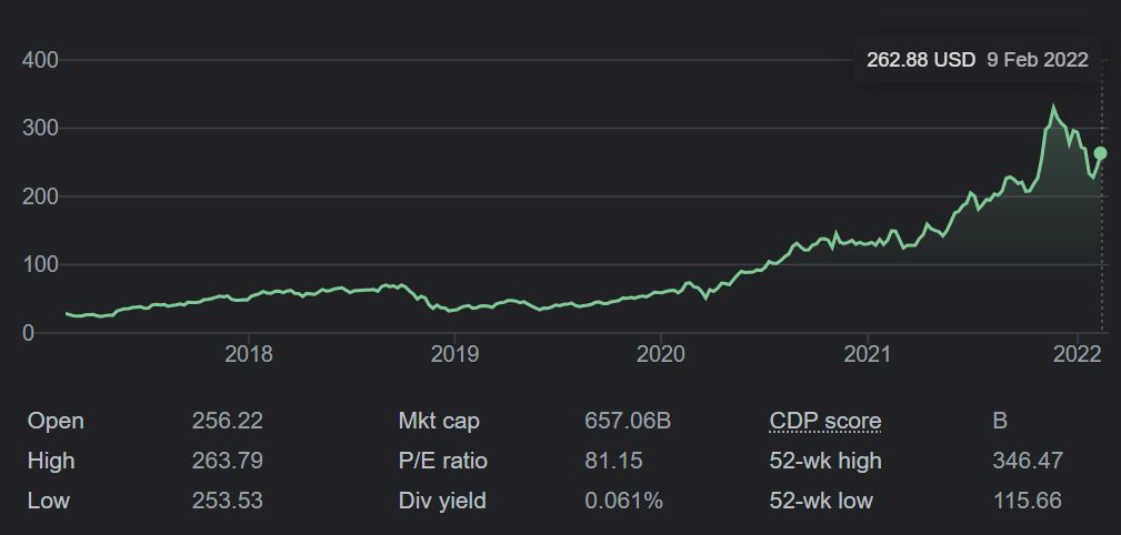 Google share price snapshot for Nvidia