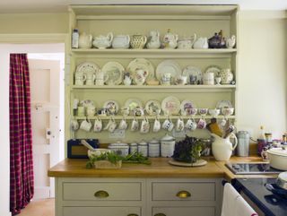 dresser with vintage crockery