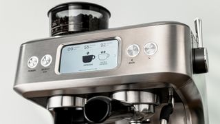 Close up of the white and black display on the ProCook Barista Bean to Cup Espresso Coffee Machine