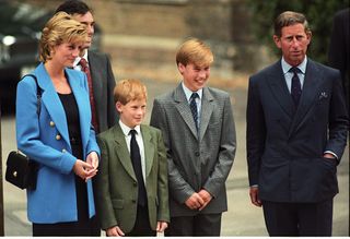 Prince Harry and Prince Charles with Princess Diana and Prince William
