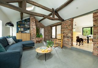 living room in a converted blacksmith's forge