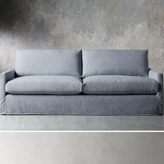 blue linen slipcover sofa