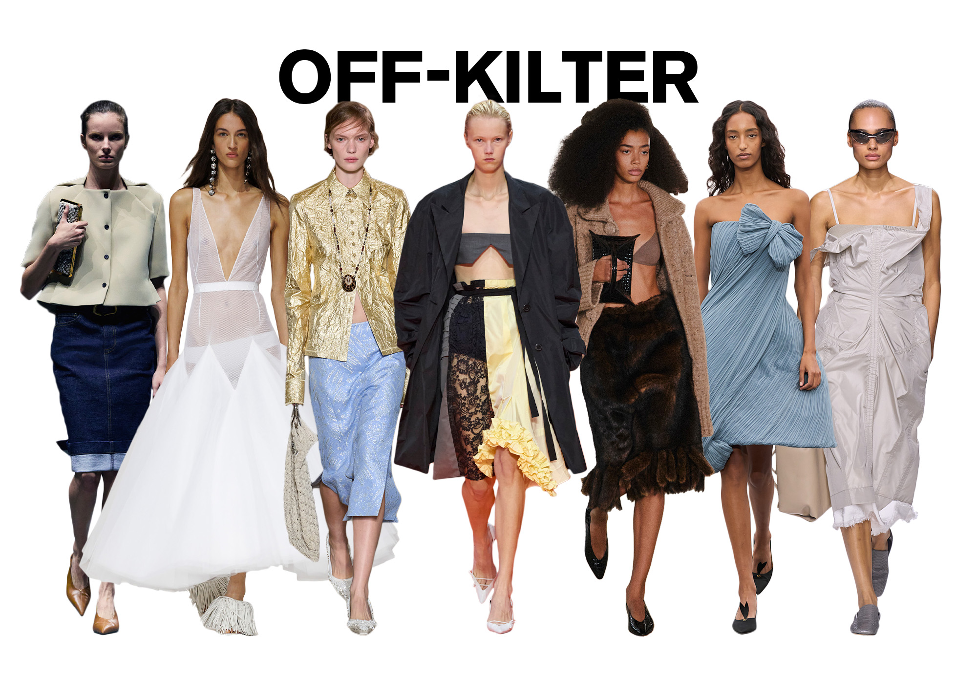 A photo of 7 models from the S/S 26 runway shows wearing imperfect against a white background. On top, the title is, 