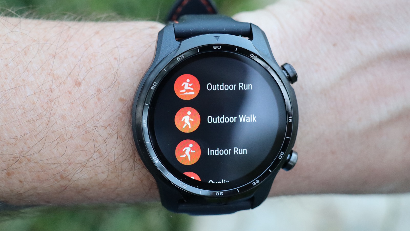 Close-up of the exercise modes on the TicWatch Pro 3