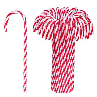 Jmkcoz 30 Pcs Christmas Candy Cane Ornament Plastic Christmas Tree Hanging Decoration Twisted Crutch Candy Canes for Xmas Thanksgiving Gift Home Indoor Outdoor Party Favor (red and White)