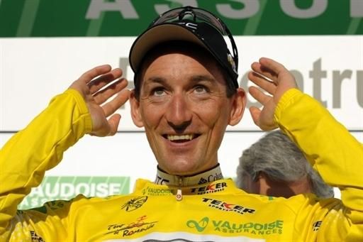 Italian Marco Pinotti (HTC-Columbia) donned the leader's jersey in the Tour de Romandie
