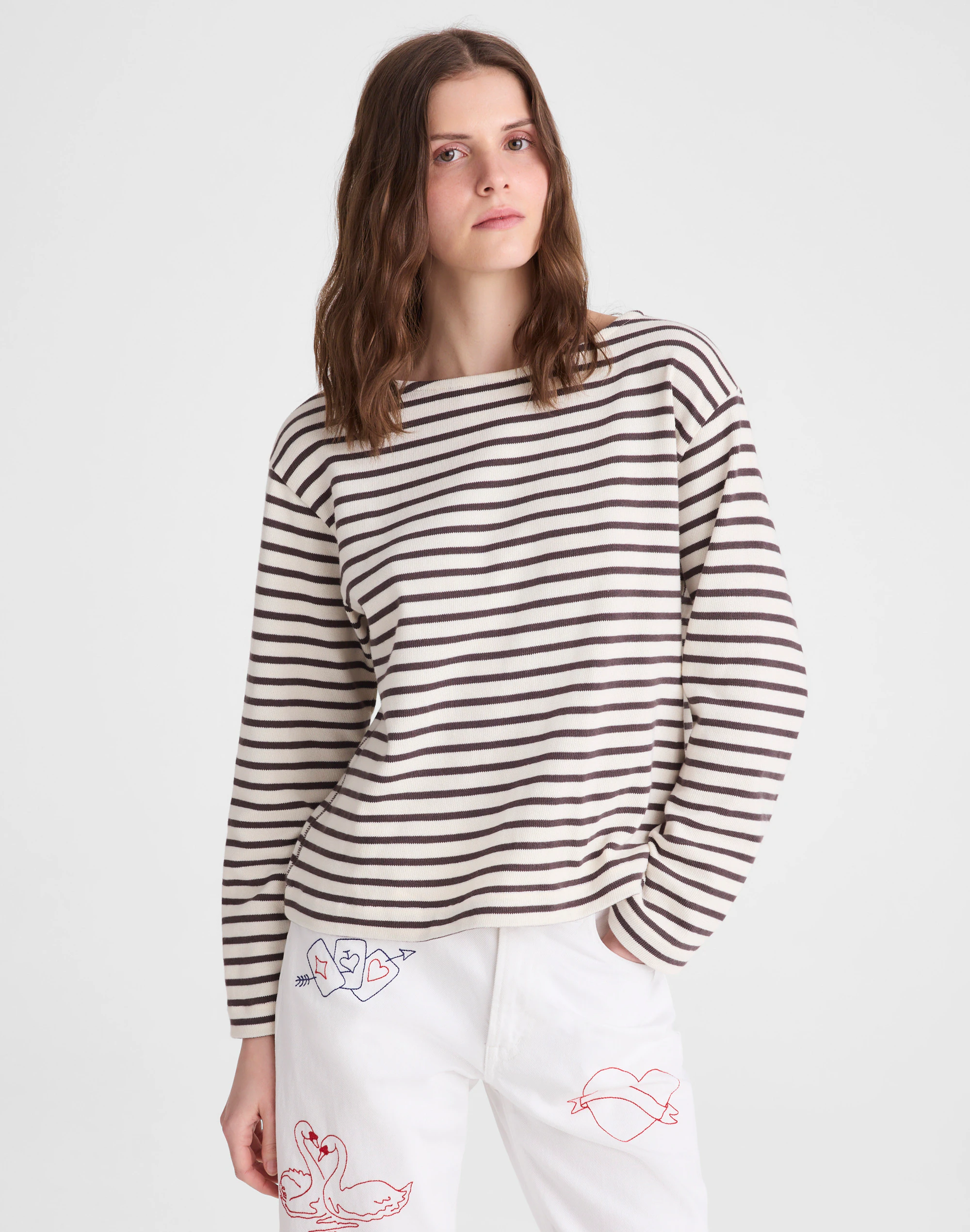 Striped Boatneck Long-Sleeve Tee