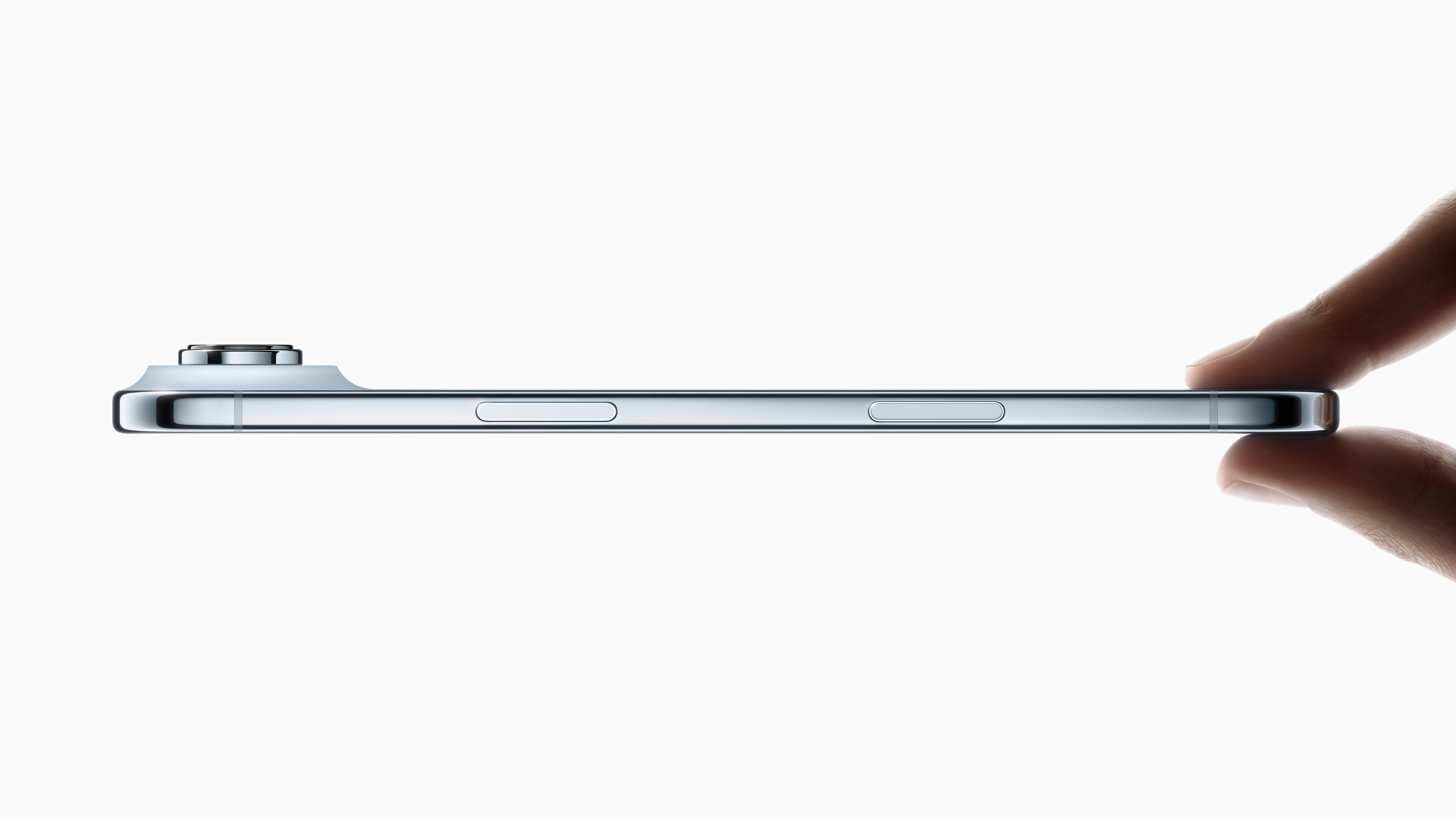 The Apple iPhone Air held with two fingers