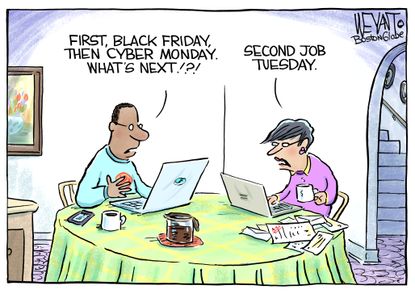 Editorial Cartoon U.S. Black Friday Cyber Monday Second Income