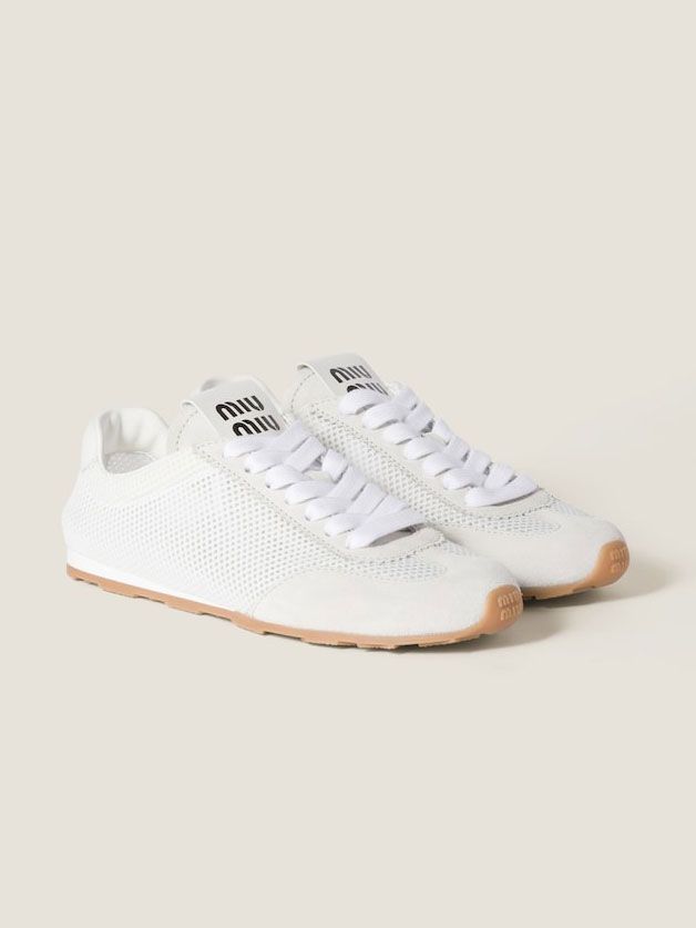 Plume Mesh and Suede Sneakers