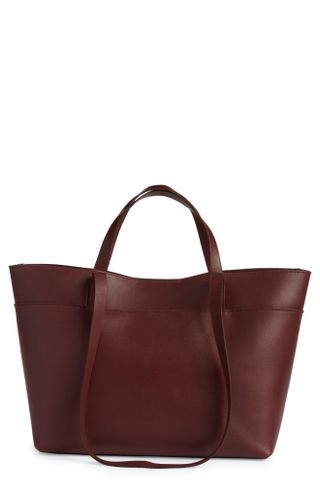 Madewell, Tas Tote Kulit Timur/Barat Ukuran Sedang