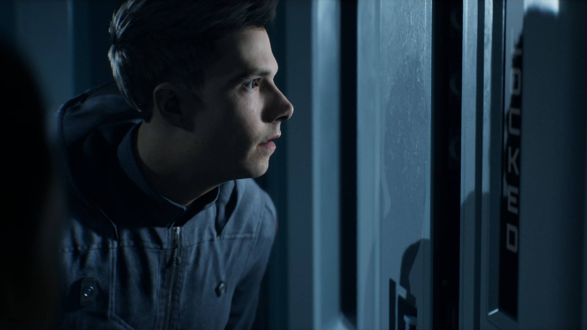 Carter looking through a locked door in Directive 8020