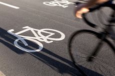 Cyclist on a bike path in London
