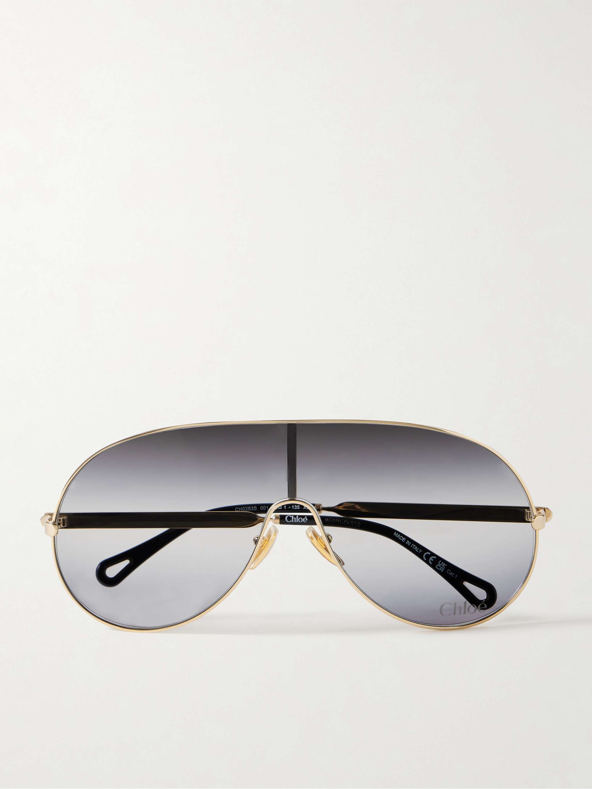 Aly Oversized Aviator-Style Gold-Tone Sunglasses
