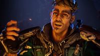 Borderlands 4 trailer screenshot of Rafa around a bonfire