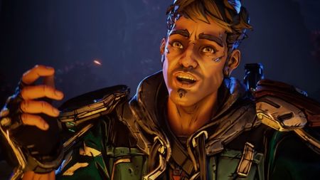 Borderlands 4 trailer screenshot of Rafa around a bonfire