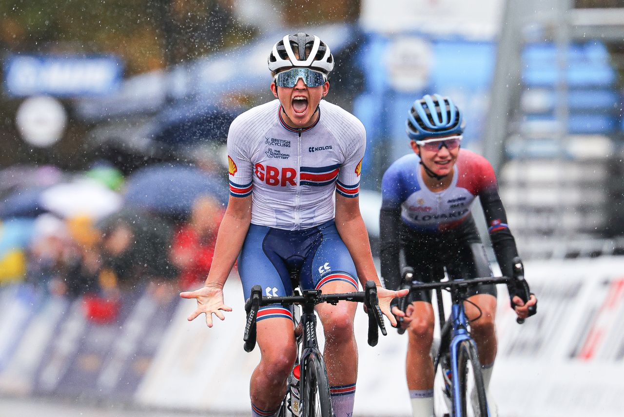 Cat Ferguson during the women&#039;s junior road race at the World Championships