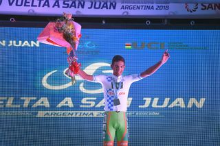 Overall Vuelta a San Juan winner Gonzalo Najar on the podium