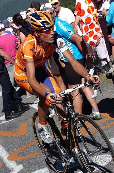 Denis Menchov (Rabobank) had a good day in the mountains and stayed with all the overall contenders.