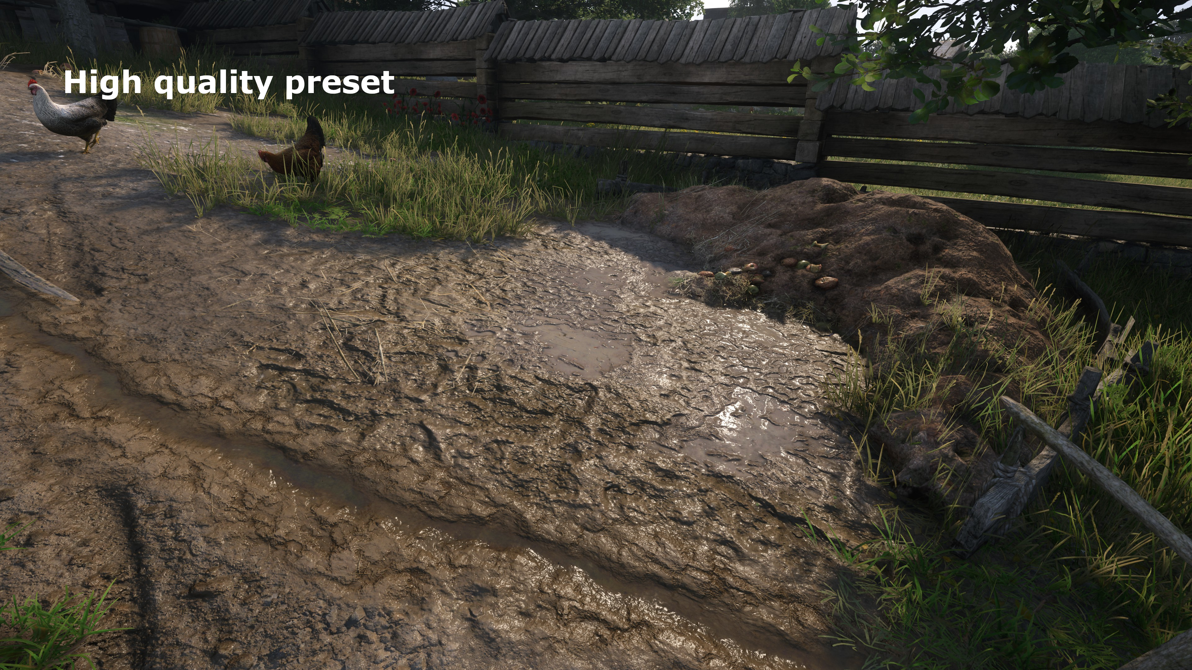 A screenshot from Kingdom Come: Deliverance 2 showing the graphics with using the High quality preset