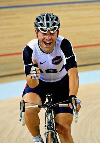 Michael Friedman was delighted with his scratch race win in the Beijing World Cup.